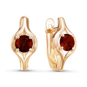 Золотые серьги КЮЗ Del'ta D324243 с гранатом D324243 фото