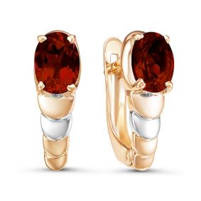 Золотые серьги КЮЗ Del'ta D324255 с гранатом D324255 фото