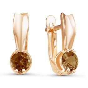 Золотые серьги КЮЗ Del'ta D324263 с раухтопазом D324263 фото