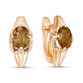 Золотые серьги КЮЗ Del'ta D324281 с раухтопазом D324281 фото