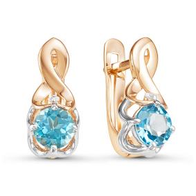 Золотые серьги КЮЗ Del'ta D324306 с топазом и фианитом D324306 фото