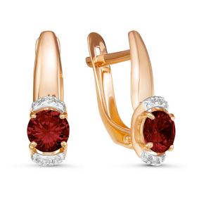 Золотые серьги КЮЗ Del'ta D324314 с фианитом и гранатом D324314 фото