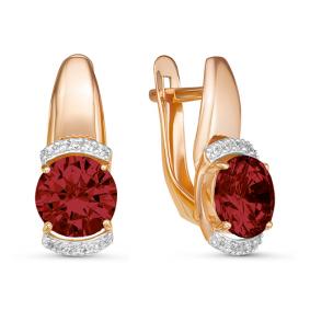 Золотые серьги КЮЗ Del'ta D324321 с фианитом и гранатом D324321 фото