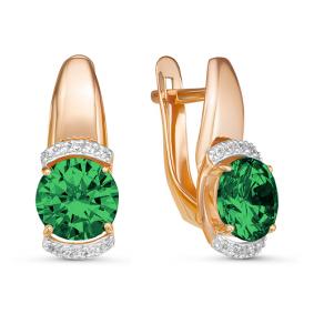 Золотые серьги КЮЗ Del'ta D324324 с фианитом и кварцем D324324 фото