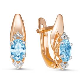 Золотые серьги КЮЗ Del'ta D324327 с топазом и фианитом D324327 фото
