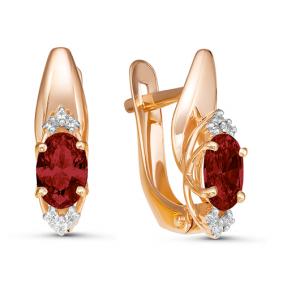 Золотые серьги КЮЗ Del'ta D324328 с фианитом и гранатом D324328 фото
