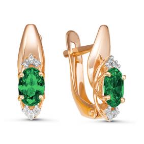 Золотые серьги КЮЗ Del'ta D324331 с фианитом и кварцем D324331 фото