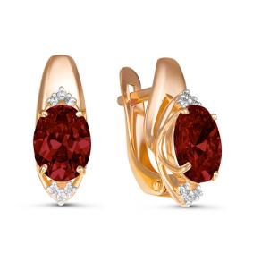 Золотые серьги КЮЗ Del'ta D324335 с фианитом и гранатом D324335 фото