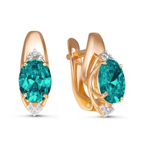 Золотые серьги КЮЗ Del'ta D324338 с фианитом и кварцем D324338 фото