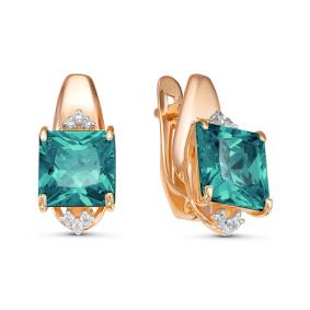 Золотые серьги КЮЗ Del'ta D324345 с фианитом и кварцем D324345 фото