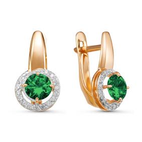 Золотые серьги КЮЗ Del'ta D324352 с фианитом и кварцем D324352 фото