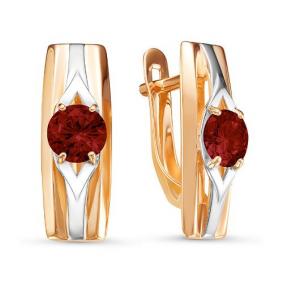 Золотые серьги КЮЗ Del'ta D324400 с гранатом D324400 фото