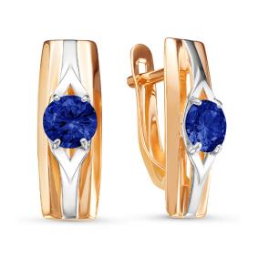 Золотые серьги КЮЗ Del'ta с ситаллом цвета Сапфир D324406 D324406 фото