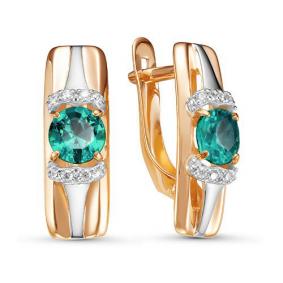 Золотые серьги КЮЗ Del'ta D324427 с фианитом и кварцем D324427 фото