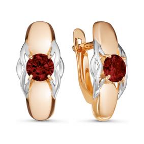 Золотые серьги КЮЗ Del'ta D324456 с гранатом D324456 фото
