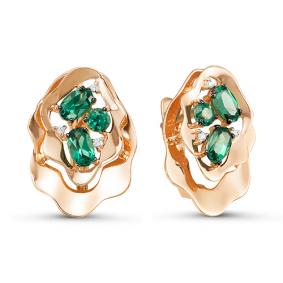 Золотые серьги КЮЗ Del'ta D324475 с фианитом и кварцем D324475 фото