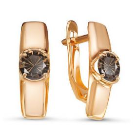 Золотые серьги КЮЗ Del'ta D324521 с раухтопазом D324521 фото