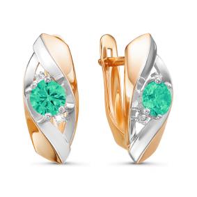 Золотые серьги КЮЗ Del'ta D324563 с фианитом и агатом D324563 фото