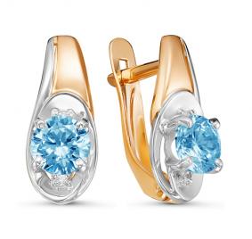 Золотые серьги КЮЗ Del'ta D324566 с топазом и фианитом D324566 фото