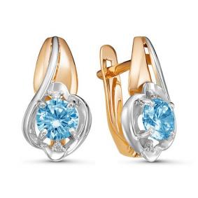 Золотые серьги КЮЗ Del'ta D324574 с топазом и фианитом D324574 фото