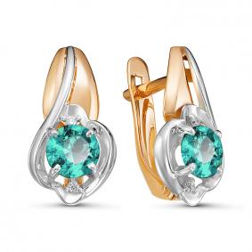 Золотые серьги КЮЗ Del'ta D324578 с фианитом и кварцем D324578 фото