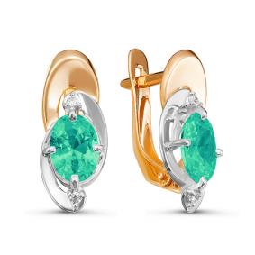 Золотые серьги КЮЗ Del'ta D324587 с фианитом и агатом D324587 фото