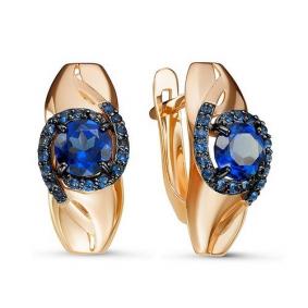 Золотые серьги КЮЗ Del'ta D324612 с кварцем, сапфировым корундом и миксом камней D324612 фото