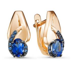 Золотые серьги КЮЗ Del'ta D324614 с кварцем и сапфировым корундом D324614 фото