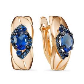 Золотые серьги КЮЗ Del'ta D324615 с кварцем и сапфировым корундом D324615 фото