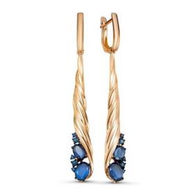 Золотые серьги КЮЗ Del'ta D324657 с кварцем и ситаллом D324657 фото