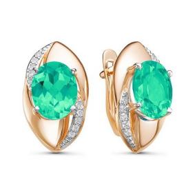 Золотые серьги КЮЗ Del'ta D324688 с фианитом и агатом D324688 фото