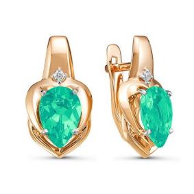 Золотые серьги КЮЗ Del'ta D324730 с фианитом и агатом D324730 фото