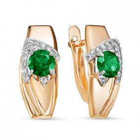 Золотые серьги КЮЗ Del'ta D324857 с фианитом и кварцем D324857 фото