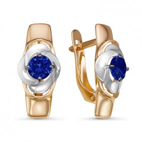 Золотые серьги КЮЗ Del'ta D324882 с сапфировым корундом D324882 фото
