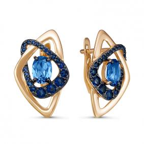 Золотые серьги КЮЗ Del'ta D324899 с кварцем D324899 фото