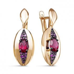 Золотые серьги КЮЗ Del'ta D325086 с рубиновым корундом D325086 фото