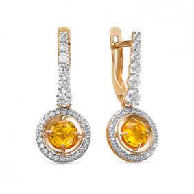 Золотые серьги КЮЗ Del'ta D325140 с фианитом D325140 фото