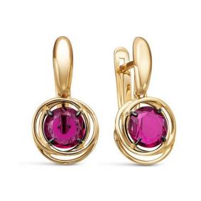 Золотые серьги КЮЗ Del'ta D325221 с гранатом D325221 фото