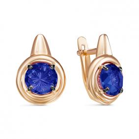 Золотые серьги КЮЗ Del'ta D325274 с сапфировым корундом D325274 фото