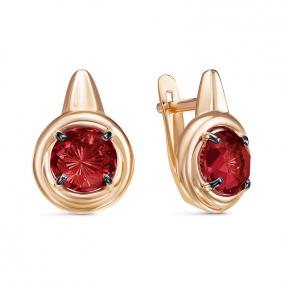 Золотые серьги КЮЗ Del'ta D325275 с гранатом D325275 фото