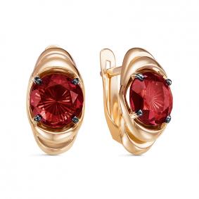 Золотые серьги КЮЗ Del'ta D325283 с гранатом D325283 фото