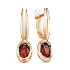 Золотые серьги КЮЗ Del'ta D325291 с гранатом D325291 фото