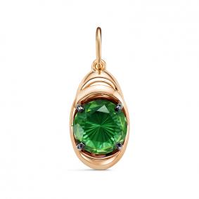 Золотая подвеска КЮЗ Del'ta с ситаллом цвета Изумруд D330285 D330285 фото