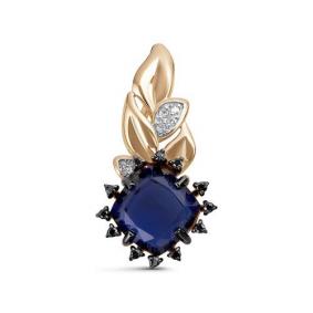 Золотая подвеска КЮЗ Del'ta с ситалом цвета Сапфировый корунд и фианитом D330957 D330957 фото