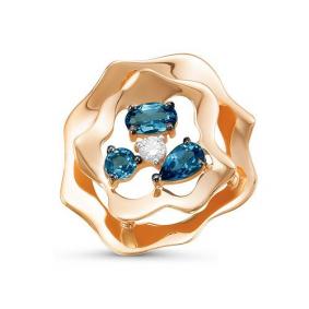 Золотая подвеска КЮЗ Del'ta с ситаллом цвета Лондон топаз и фианитом D334466 D334466 фото