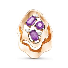 Золотая подвеска КЮЗ Del'ta с ситаллом цвета Аметист и фианитом D334474 D334474 фото