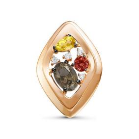 Золотая подвеска КЮЗ Del'ta D334477 с фианитом, цитрином, гранатом, миксом камней и раухтопазом D334477 фото