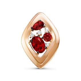 Золотая подвеска КЮЗ Del'ta с ситаллом цвета Гранат и фианитом D334479 D334479 фото
