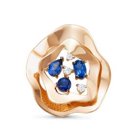 Золотая подвеска КЮЗ Del'ta с ситаллом цвета Сапфир и фианитом D334502 D334502 фото