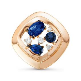 Золотая подвеска КЮЗ Del'ta с ситаллом цвета Сапфир и фианитом D334516 D334516 фото